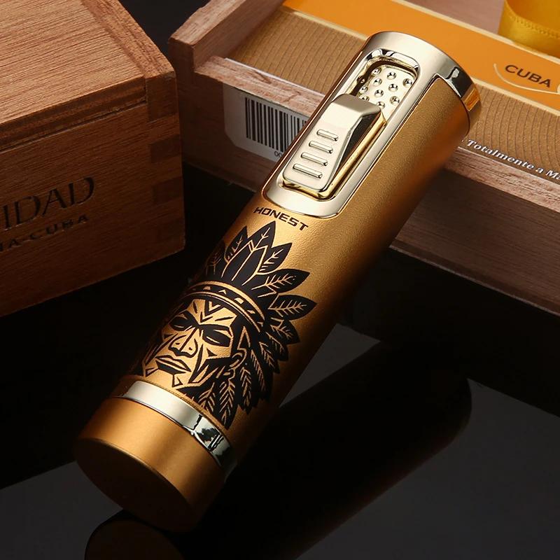 NEW Metal Material Is Stretchable Windproof Blue Jet Flame Lighter Refillable Multifunctional Moxibustion Cigarette Accessory