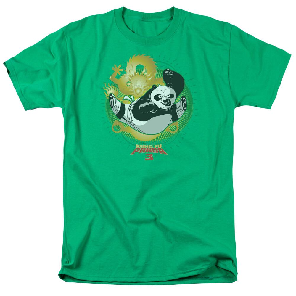 Kung Fu Panda Drago Po T-shirt Mens Licensed Movie Tee Kelly Green L