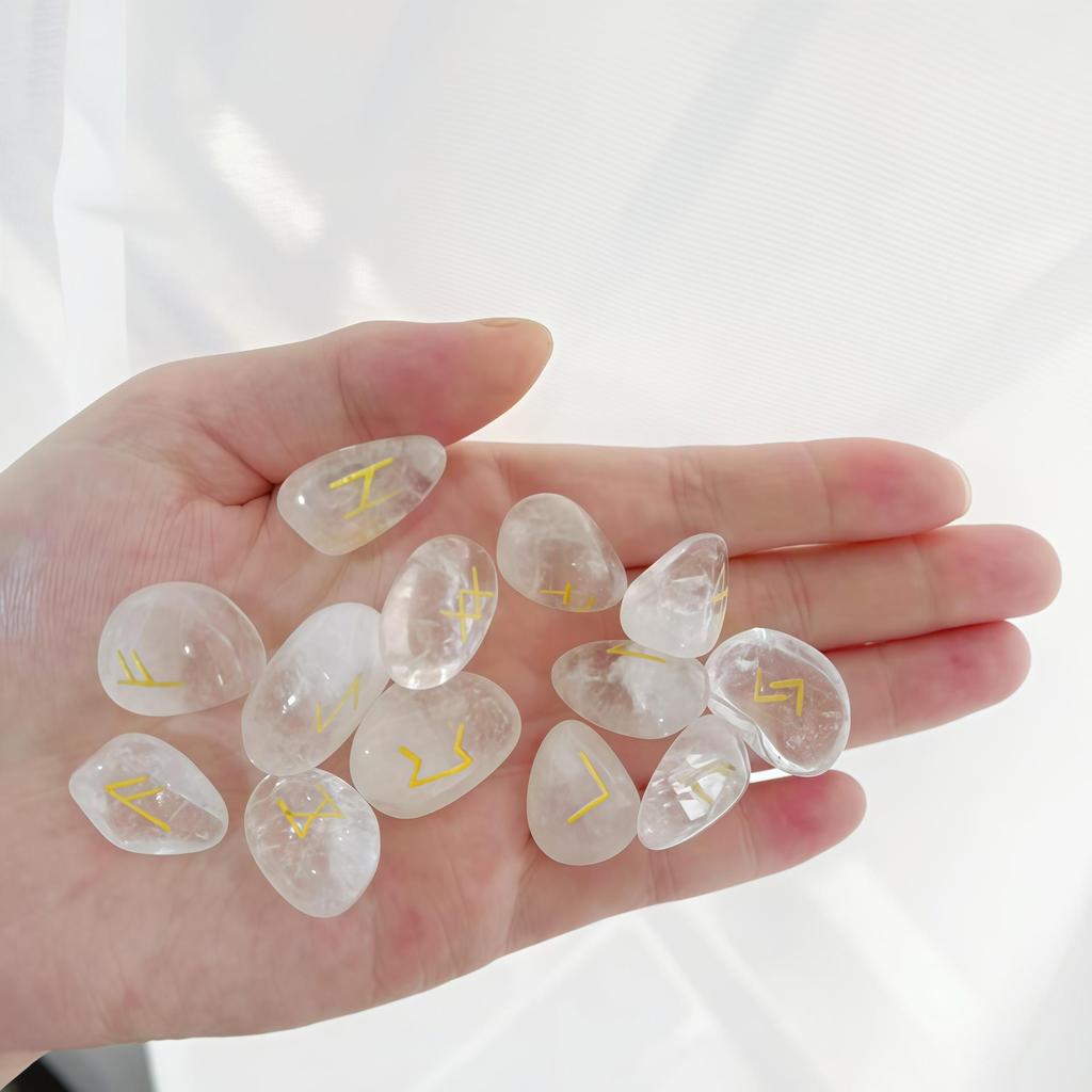 Natural Crystal Rune Set with 25 Irregular Stones