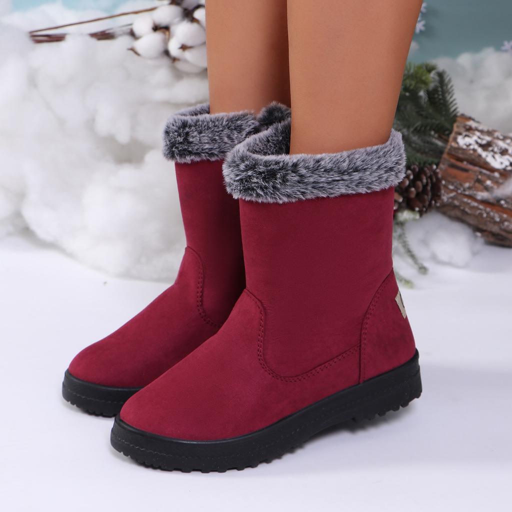Women's Winter Platform Snow Boots Non-Slip Ankle Booties With Faux Fur Lining Faux Suede Walking Warm Comfortable Mid-Calf Boots Shoes for Women