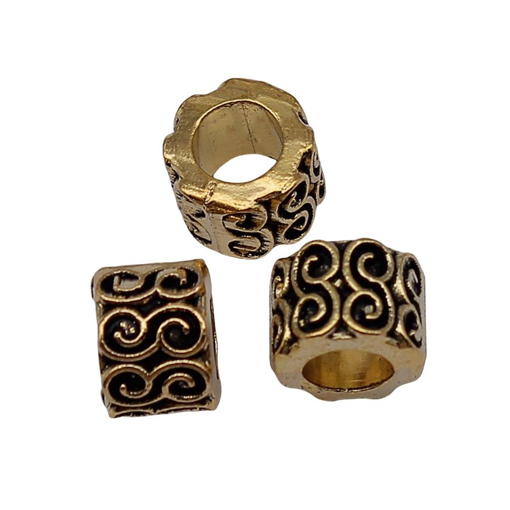 Vintage Floral Pattern Cylinder Beads Antique Style Large Hole Spacers For DIY