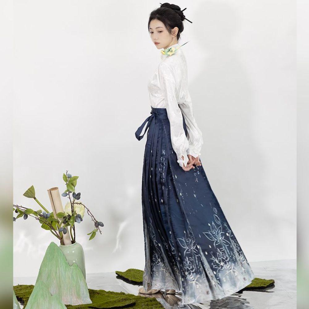 Costum de navetă îmbunătățit zilnic, în stil chinezesc din dinastia Ming, fustă Hanfu cu față de cal