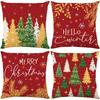 Christmas Theme Short Plush Pillow Cover Set Holiday Print Cushion Case for Living Room Sofa Home Decor 45x45cm