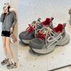 2025 Autumn New Mesh Dad Shoes Versatile Thick Sole Heightening Mesh Fashion Casual Shoes Women's Lightweight Trend Shoes