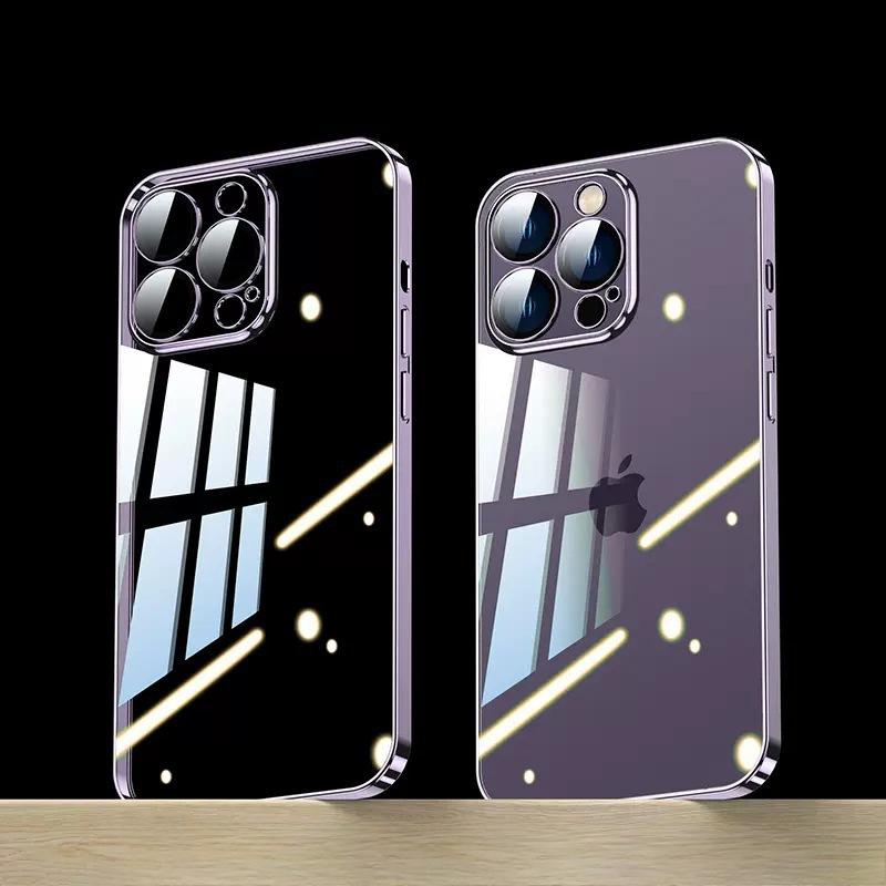 Applicable To IPhone16Promax Electroplated Lens Film Mobile Phone Case Soft Apple 15 Transparent Anti-fall Full Cover Protective Case