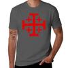 T-shirt Distressed con Croce di Gerusalemme T-shirt Base a Maniche Corte da Uomo