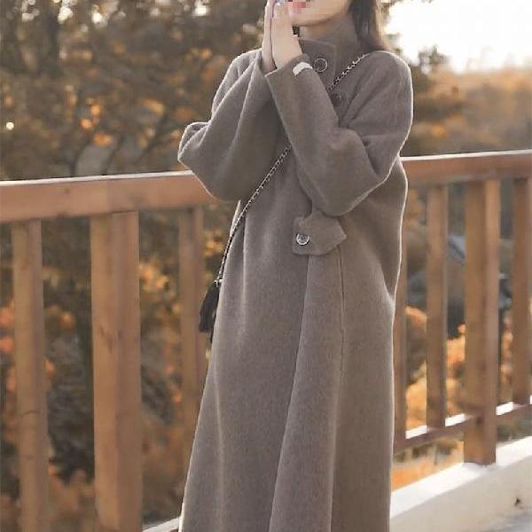 Women's Popular Wool Coat: New Autumn/Winter Korean & Hepburn Style with Stand-Up Collar