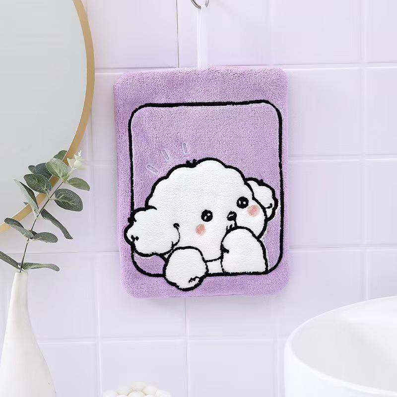 Square Puppy Kids' Coral Fleece Towel - Water Absorbent, Quick Dry, Thick, Soft, Cute