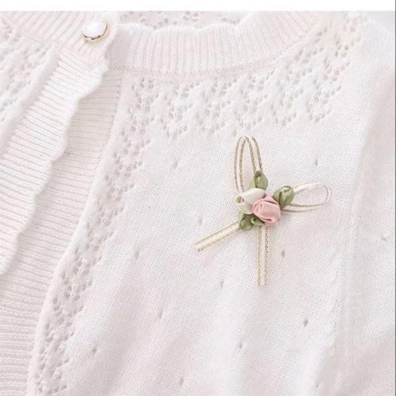 Sweet Syle Solid Color Knitted Jacket Girl's Spring Autumn Sweater Button Knit Cardigan Sweater Thick long Sleeved Warm Jacket
