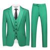 Men's Three-Piece Suit Set with One-Button, Double Vents, and Elastic Waist