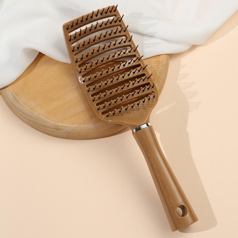 

Huiyun Ребристая расческа с изогнутой ручкой из щетины кабана - Разглаживает волосы, предотвращает спутывание