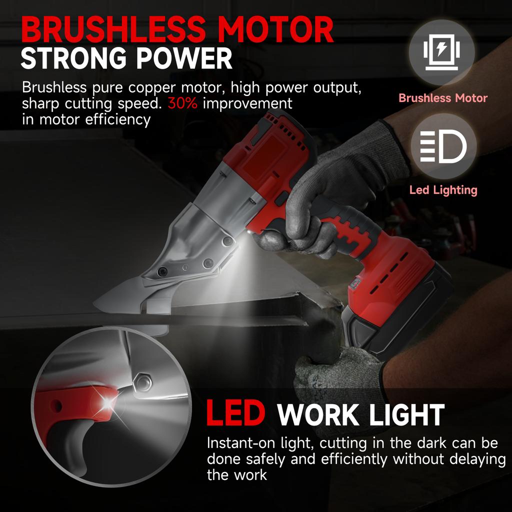 400W Cordless Metal Shear Brushless Electric Metal Scissors 360 Degree Pivoting Head for Milwaukee 18V Battery (No Battery)