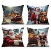Santa Claus Cushion Pillowcase Printed Polyester 45X45Cm Throw Pillowcover Decorative Sofa Cushion Pillowslip Home Decor