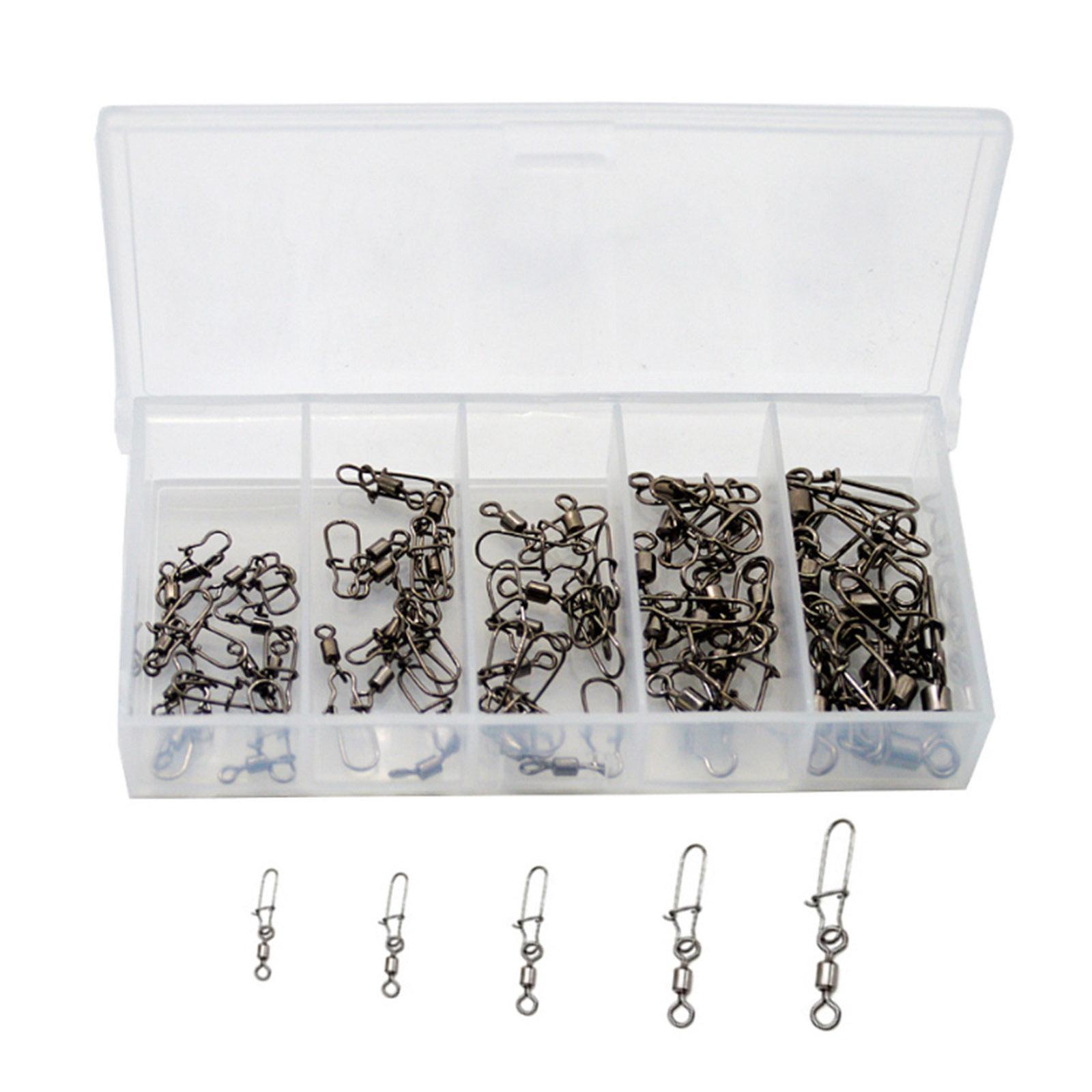 50Pcs Heavy Duty Balls-Bearing Swivels with Welded Rings High Strength Stainless Steel Fishing Swivels Snap Swivels Set 1