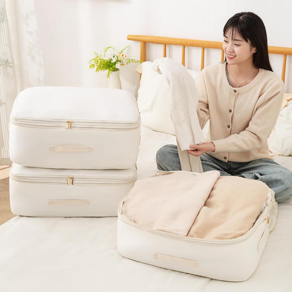 Ultra Space Saving Self Compression Organizer Comforter Storage Bag for Clothes Blankets Pillows Duvet Comforters Bedding