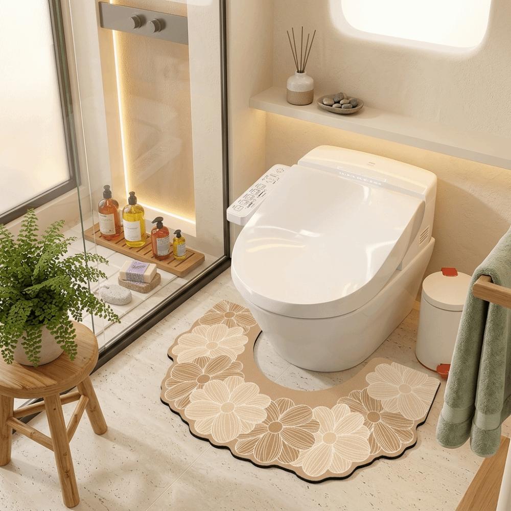 Water Absorbing Bathroom Mat Anti Slip Door Mat Carpet Floor Pad U-shaped Floor Mat Toilet Room