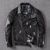 Echtlederjacke Herren Erstschicht Rindsleder Motorrad-Fahrjacke Lederjacke Slim Kurz Stilvolle Lederjacke