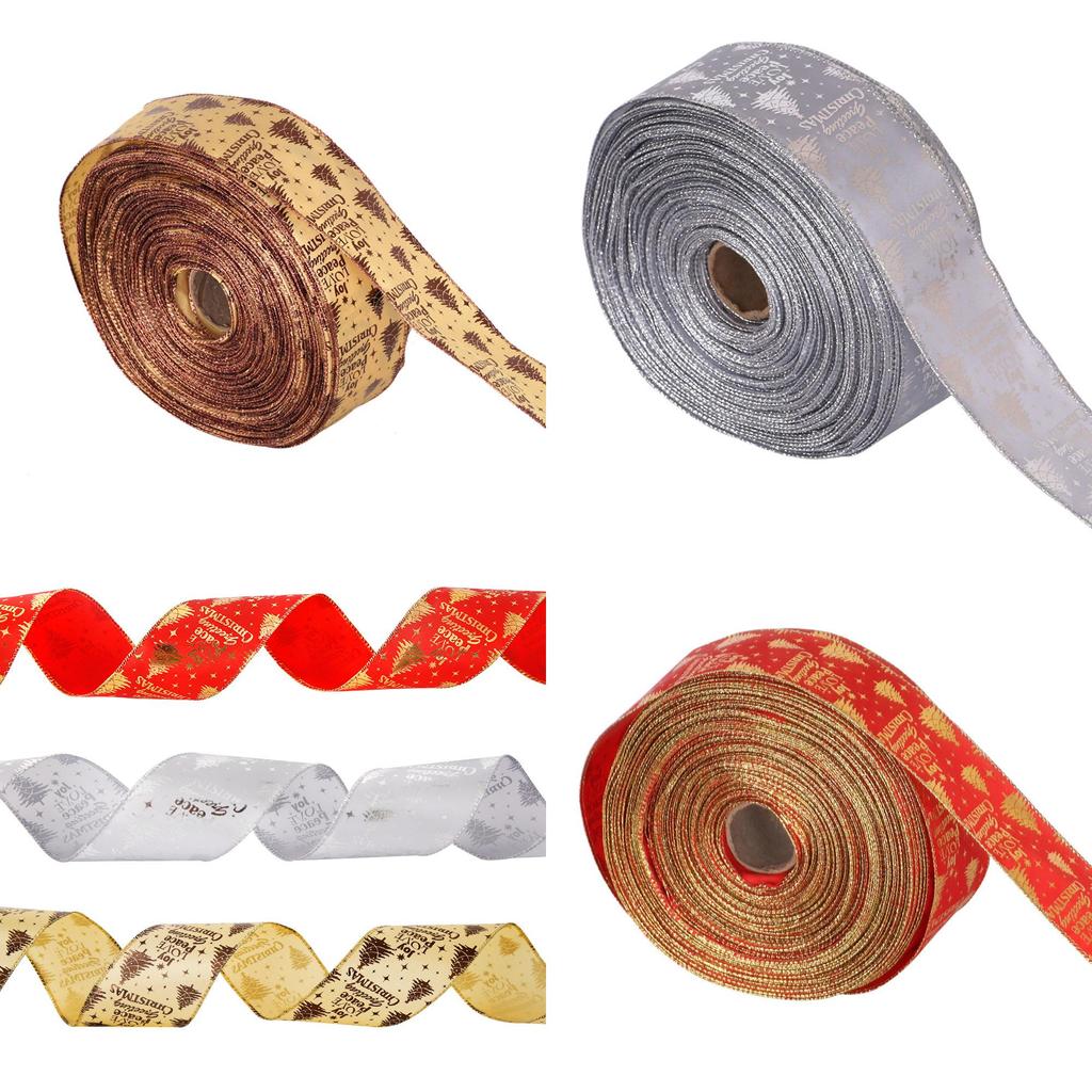 Elegante 5m Weihnachtsschleifen in Gold, Silber und Rot für bezaubernde festliche Dekorationen