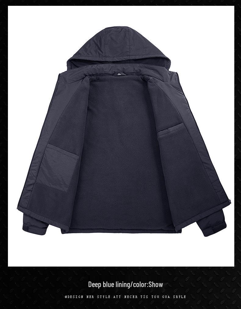 Men's Thick Fleece-Lined Workwear Jacket with Detachable Hood - Trendy Casual Style 23011R