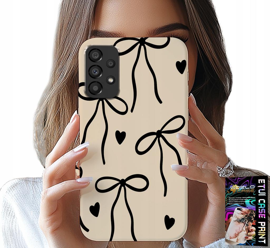 Etui Do Samsung Galaxy A23 5G - Beżowe Kokardki Wstążka Modne Wzory