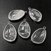 2pcs 20x30mm Natural Crystal Gem Mineral Stone Pendant Charm For Making Necklace Earrings Jewelry Silver Color Border