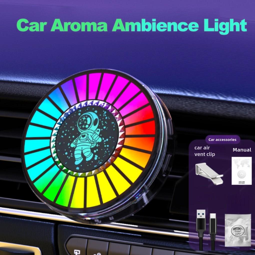 Smart LED Car Air Freshener - App-Controlled Aromatherapy Diffuser with 100 Light Modes & Astronaut Design