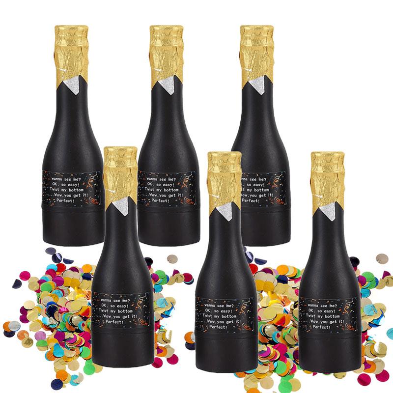 

6/12pcs Confetti Launchers Confetti Easy to Use Plastic Champagne Bottle-Shaped Confetti Wedding Birthday Party Supplies