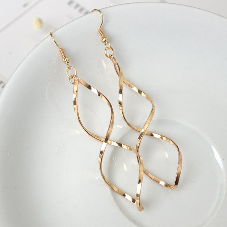 Foreign Trade Personality Wild Spiral Curved Geometric Earrings Frosted Earrings Design Sense Wave Curve Earrings Jewelry