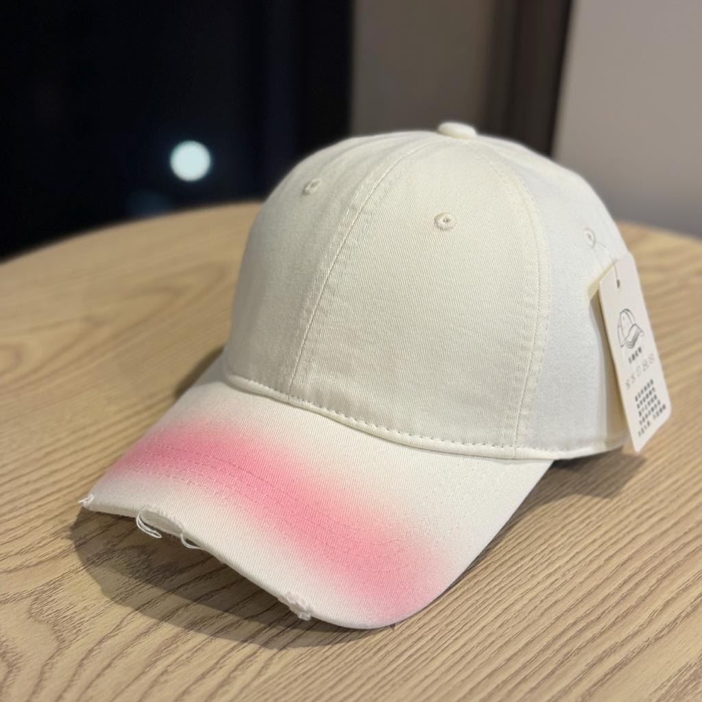 Autumn Personalized Frayed Soft top Baseball Hat for Men and Women New Versatile Large Head Circumference Showing Face Small Gradient Peaked Hat Trend