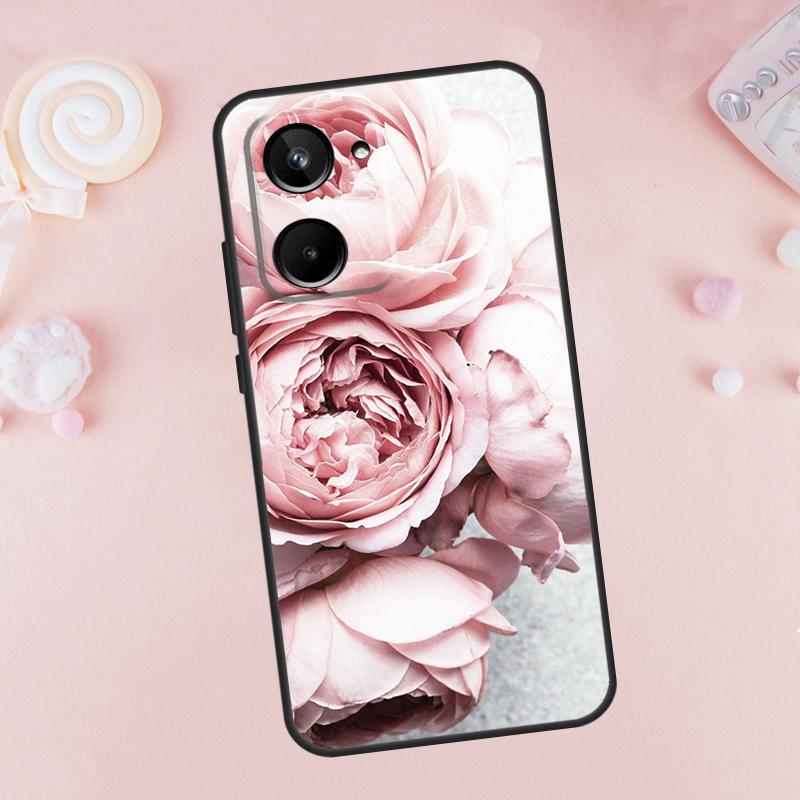 Elegant Pink Purple Peony Flower For Realme 9 10 11 12 Pro Plus GT5 GT Neo5 C21Y C25s C30 C31 C33 C35 C51 C53 C67 C55 Case