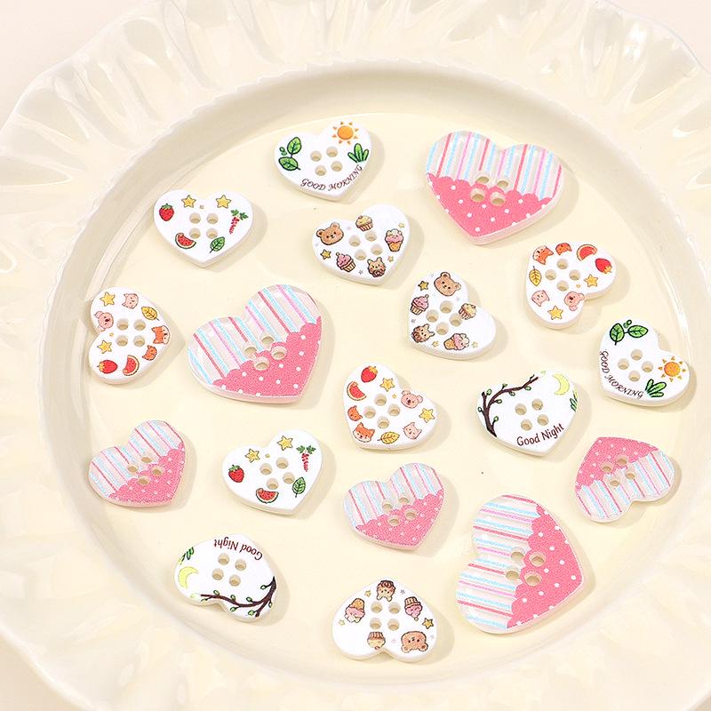 Heart Pattern Button Set for DIY Crafts: Cute Handmade Sewing, Clothing Decor, Hair Ties, Bracelets, and Charms