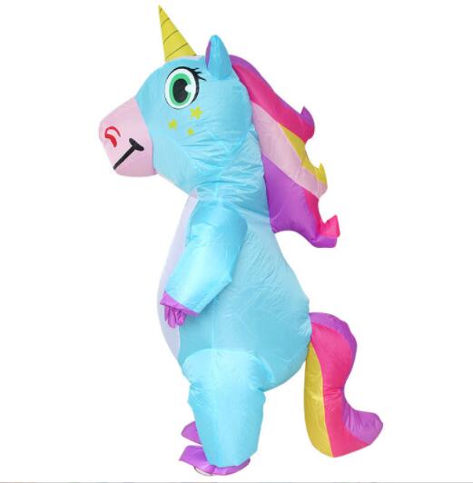 Kids Adult  Cute Unicorn Inflatable Costume Anime Suits Mascot Halloween Party Cosplay Costumes for Man Woman Boys Girls