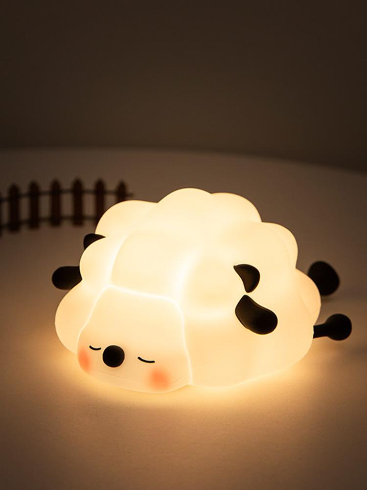 LED Night Lights Cute Sheep Panda Silicone Lamp USB Rechargeable Timing Bedside Room Decor Kids Baby Nightlight Birthday Gift