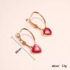 Gold Plated Red Enamel Heart Hoop Earrings, Dainty Love Charm Drop Earrings for Women