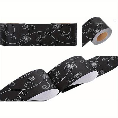 1 Rolle selbstklebender Sockelleiste Wandaufkleber mit einem Rankenblumenmuster.für Tapetendekoration und Renovierung,und wasserfester dekorativer Aufkleber