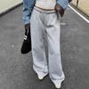 Women's Mid Low Waist Drawstring Wide Leg Sweatpants Casual Loose Straight Leg Track Pants