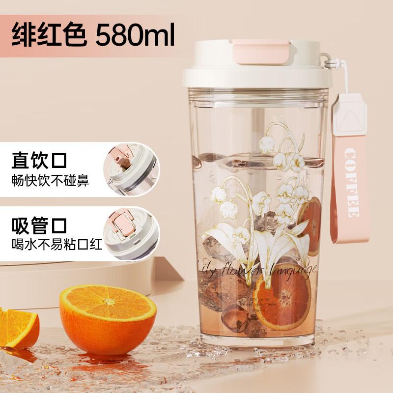 A1 Lily of the Valley 580ml Portable Dual-Drink Straw Water Bottle
