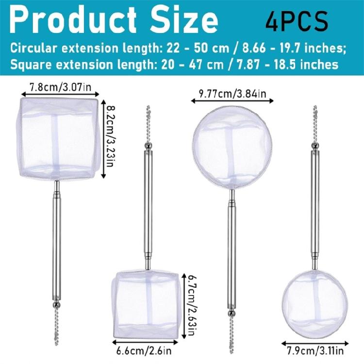 4pcs Deep Fish Catching Net With Extendable Handle Perfect For Delicate Ornamental Fish Retractable Fishing Net