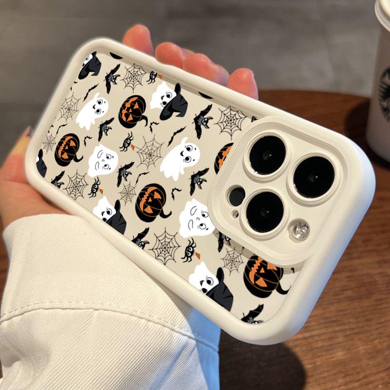 Luxus Glückliches Halloween Geist Weiche Handyhülle Für IPhone 16 Pro Max 14 13 12 11 15 Pro 15 16 Plus XR XS Max Anti-Fall Rückseitenhüllen