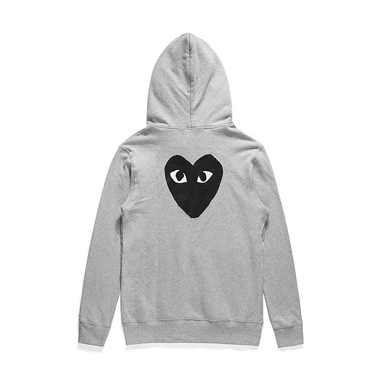 Stilvolle Schwarz-Weiß-Jacke mit Kapuze und schwarzem Herz für Damen und Herren, Herbst/Winter 2018 Kollektion