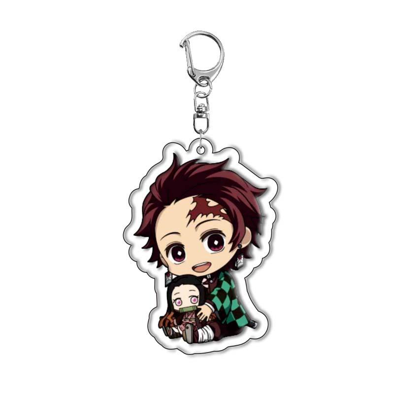 Demon Slayer Kimetsu No Yaiba Tanjiro Nezuko Acrylic Durable Keychain Pendant Anime Merchandise Custom Ready Stock