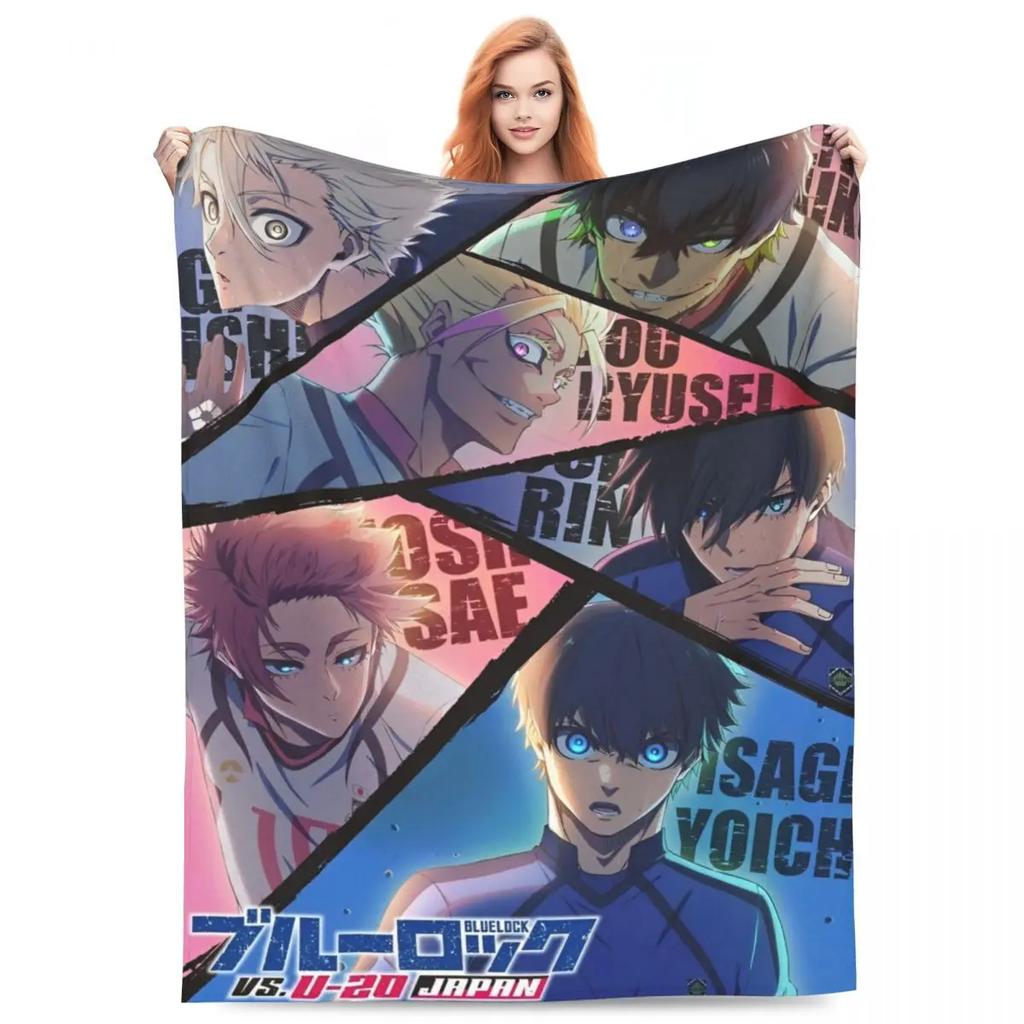 Blue Lock 2 Blankets Manga Anime Plush Novelty Breathable Throw Blanket for Home Restaurant Spring/Autumn