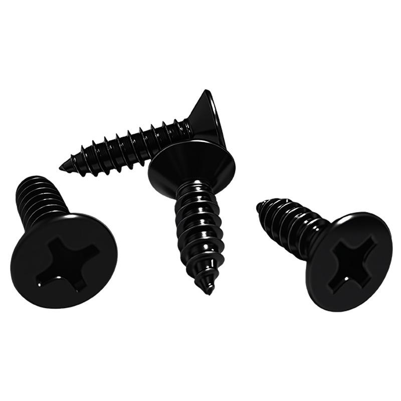 Black Zinc Plated Hardened Carbon Steel Cross Countersunk Head Self-Tapping Wood Screw (M2-M6)
