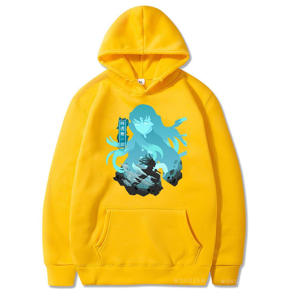Толстовки с капюшоном в стиле аниме Tokitou Muichirou Demon Slayer Harajuku, толстовка с капюшоном с героями мультфильмов, большой размер, пуловер с длинными рукавами в стиле манга для мужчин и женщин