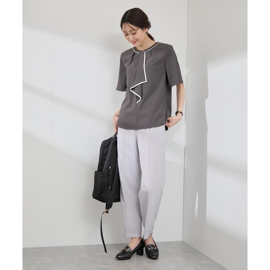 ROPE PICNIC Blouse Half Sleeve White [WEB-EXCLUSIVE SIZE] Color-Coordinated Bowtie-Style Blouse/Commuter-Friendly, Women's, (12)