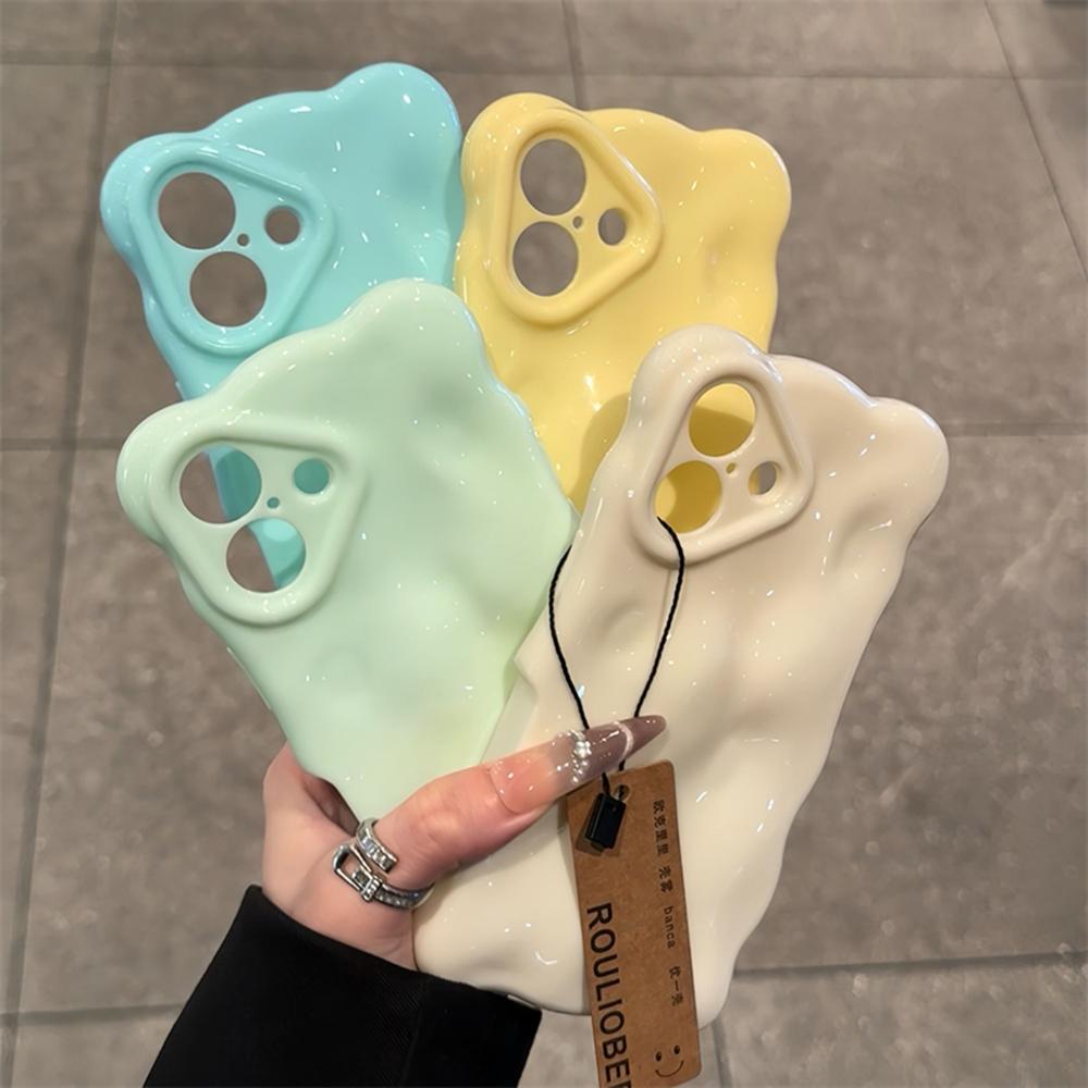 Soft Silicone Candy Cloud Wave Pattern Phone Cases For iPhone 16 15 14 13 12 11 Pro Max Plus Shockproof Bumper Back Cases Cover