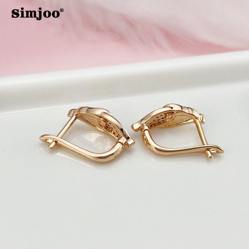 SIMJOO Fashion Rose Gold Zircon Geometric Earrings
