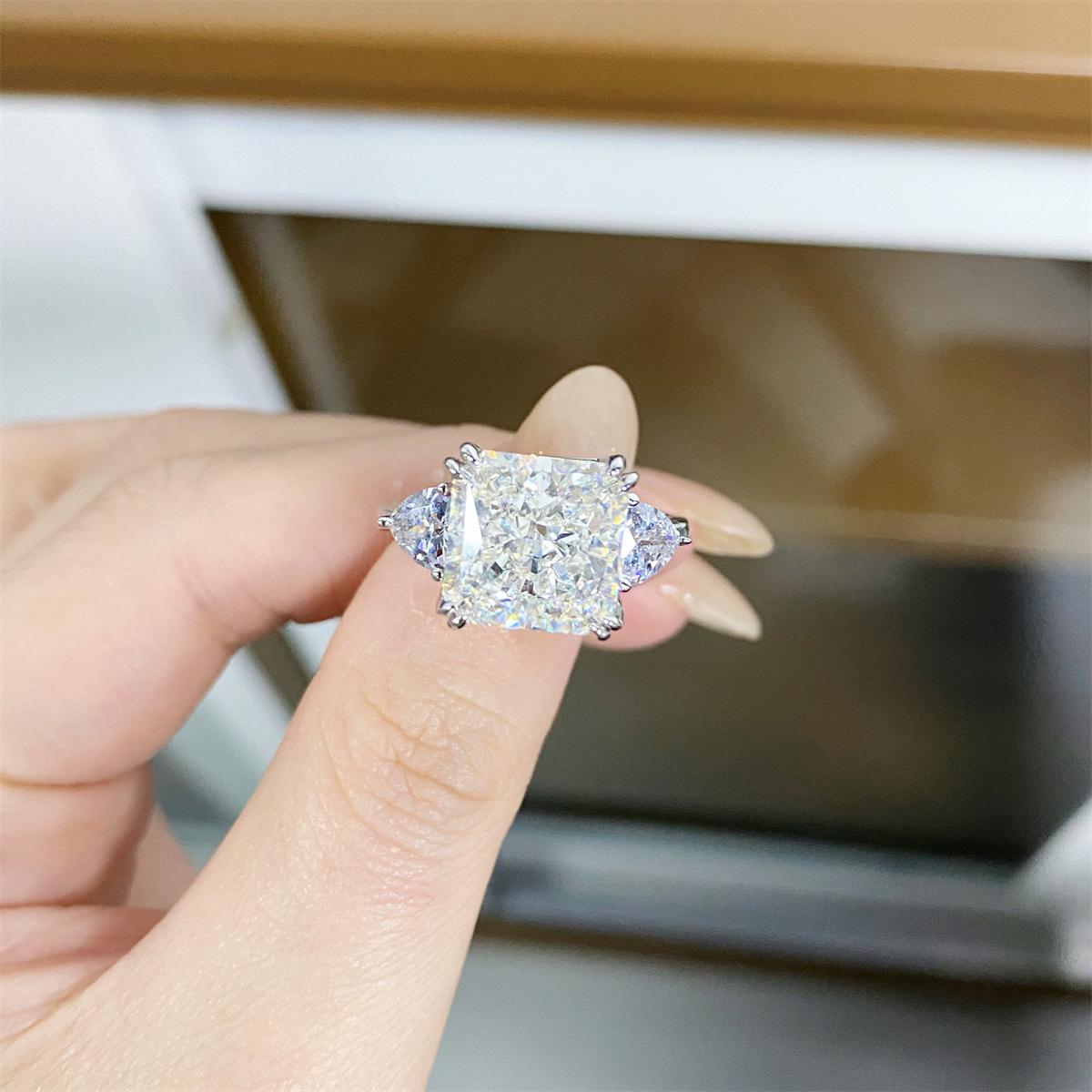 

Кольцо из стерлингового серебра 925 пробы с цирконом 5 карат квадратной огранки, имитирующим бриллиант, для женщин Size 7