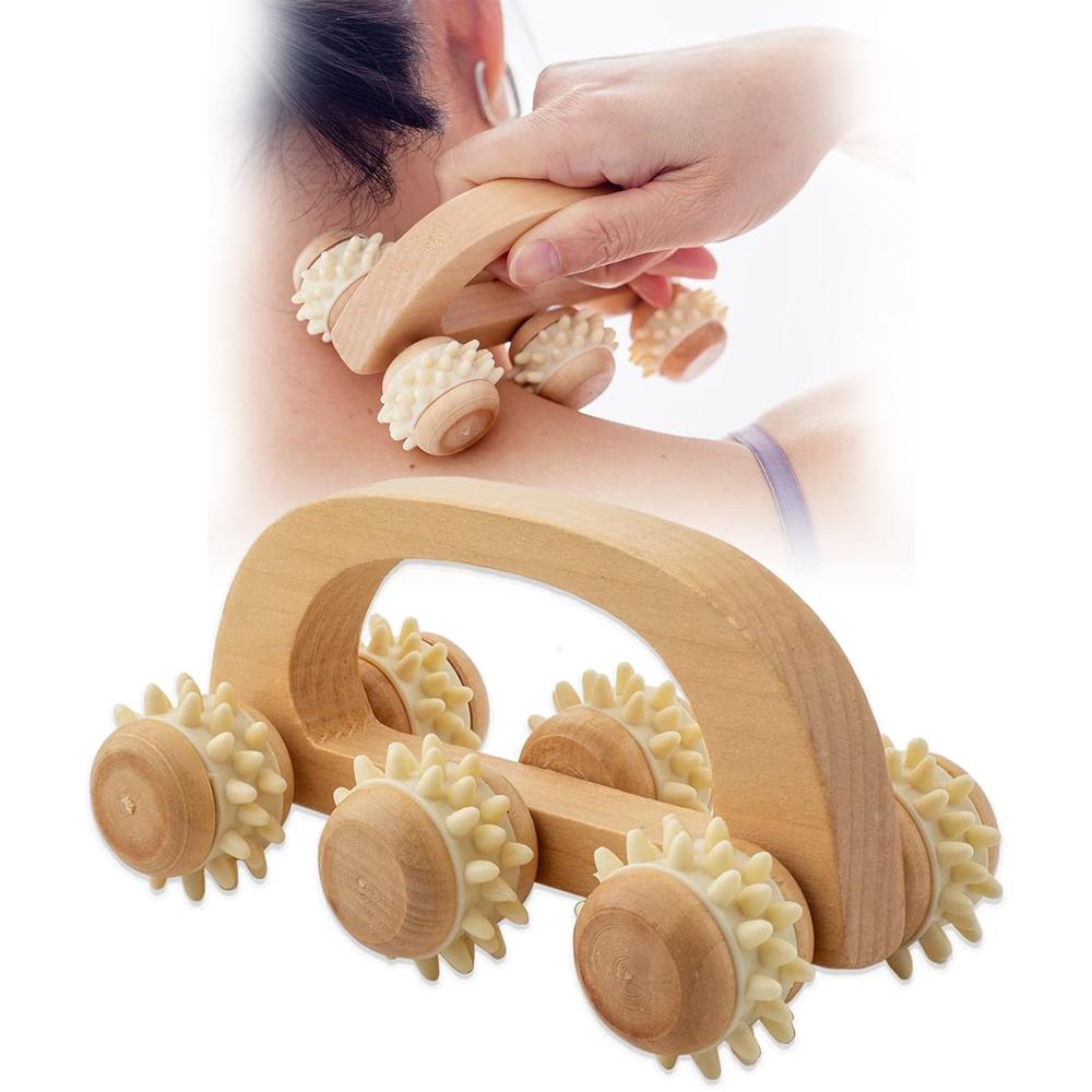 

Wooden Fascia Roller For Deep Tissue Muscle Relief Handheld Massage Tool For Sore Body Therapy