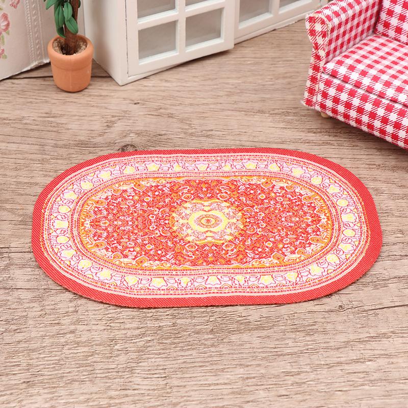 

1:12 миниатюрный круглый напольный коврик для кукольного домика, овальный ковер, напольный коврик, модель спальни, гостиной, декор, игрушка, аксессуары для кукольного дома